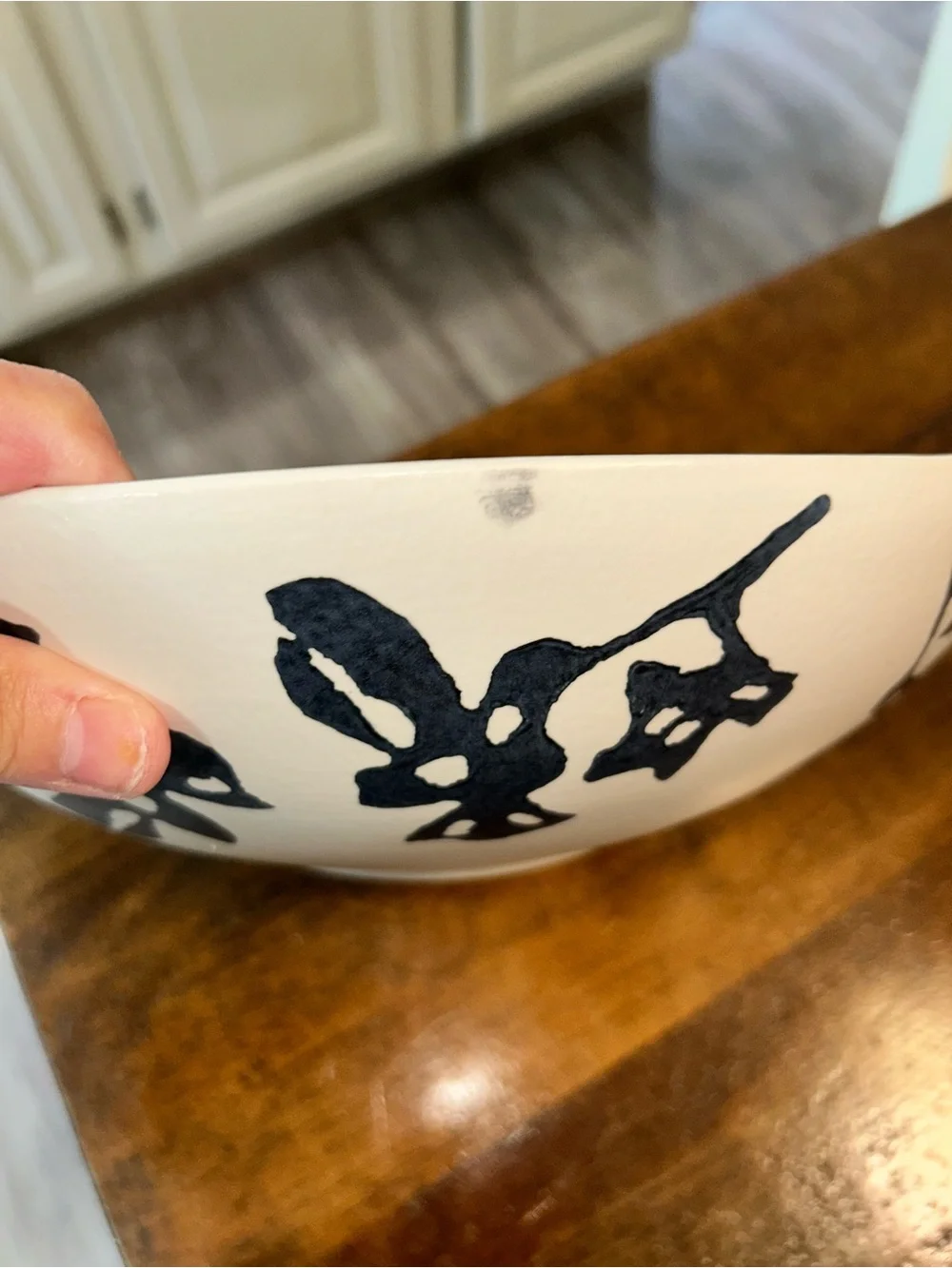 Crate & Barrel Midnight Botanical Large Round Serving Bowl 12